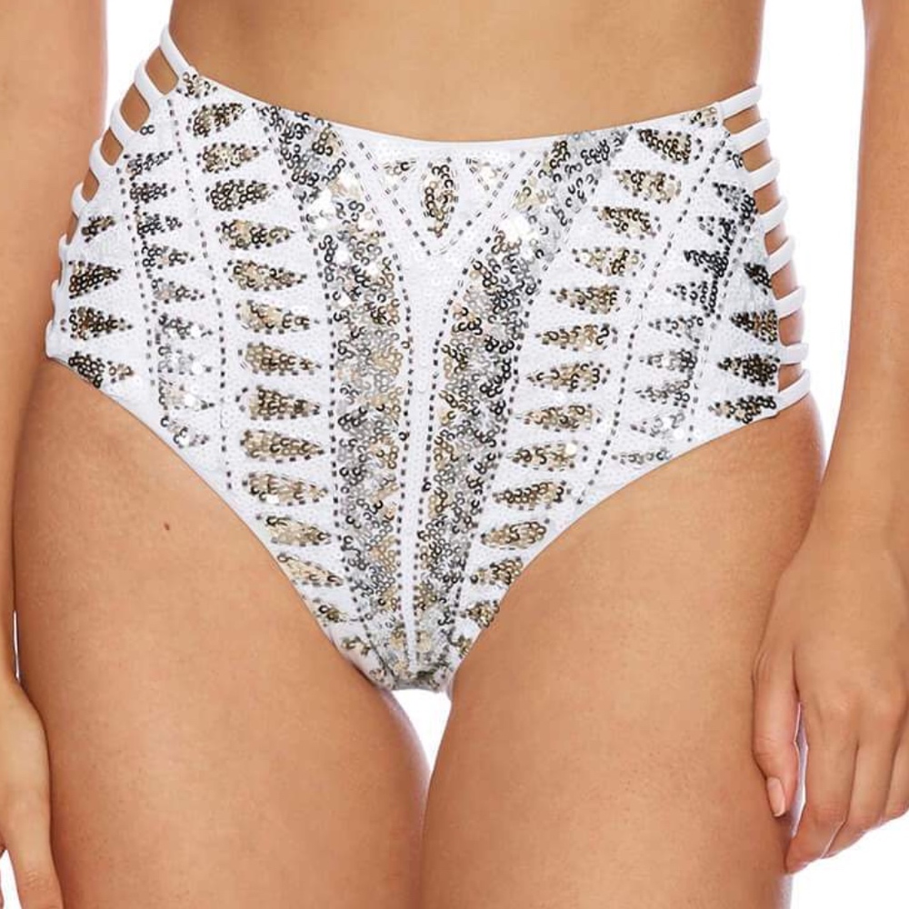 Beach Bunny Sequin High Waist Bikini Botto…